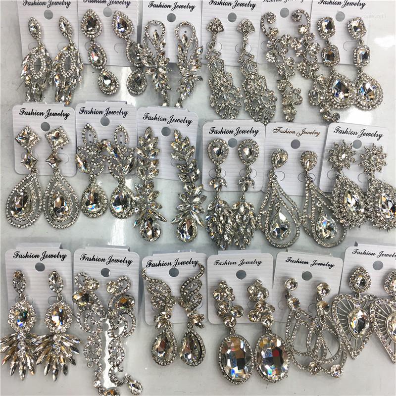 

Dangle Earrings Wholesale 12 Pairs Mixed Styles Clear Crystal Wedding Bridal Rhinestone Drop Statement For Women Gifts