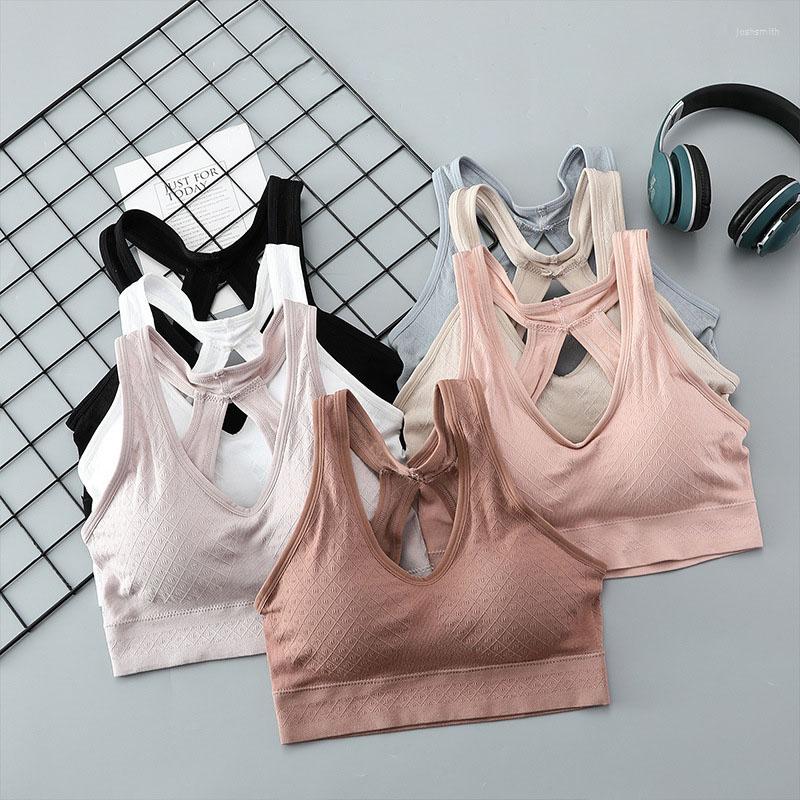 

Yoga Outfit Seamless Women Sports Bras Wrap Chest Gathered Shockproof Fitness Running Underwear Tube Tops Female Bralette Vest I42, Black