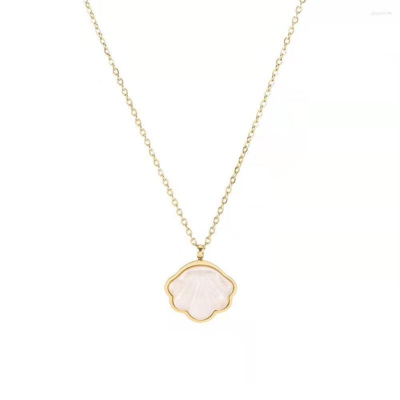 

Choker Simple Korean Version Of Colorfast Titanium Necklace Female Gold Plated Online Celebrity Fashion Ladies Clavicle Chain Shell