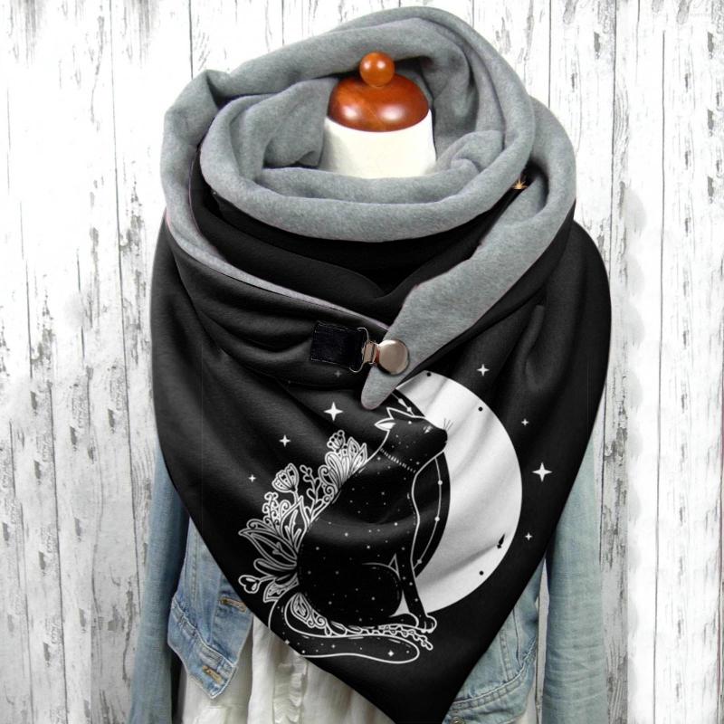 

Scarves Shawls Printing Wrap Button Warm Soft Women Casual Fashion Scarf Chiffon Bossom Girls