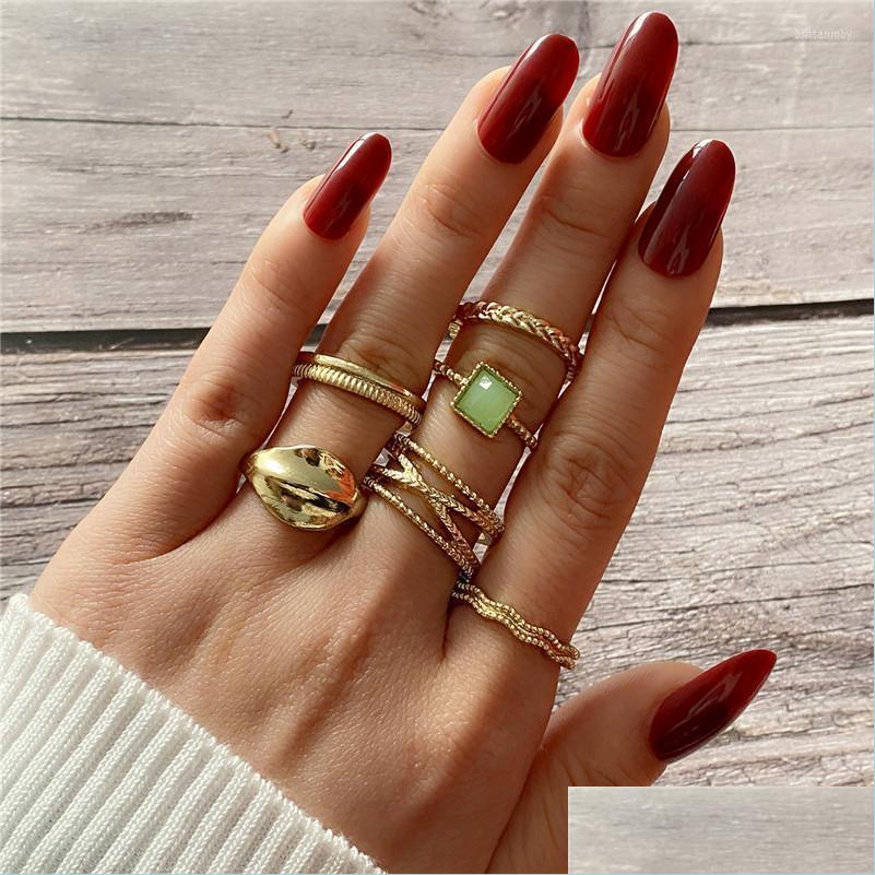 

Cluster Rings Cluster Rings Boho Gold Color Cross Wave Leaf Set For Women Fashion Square Resin Geometric Finger 2022 Female Jewelry Dhnkp