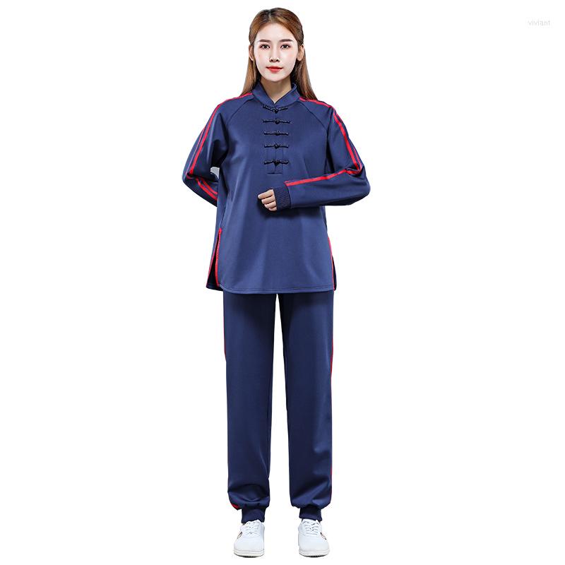 

Men' Tracksuits Thickened Sports Suit Elastic Tai Chi Casual Men And Women With Autumn Winter Uniforms Competition Performance Clothes, Black