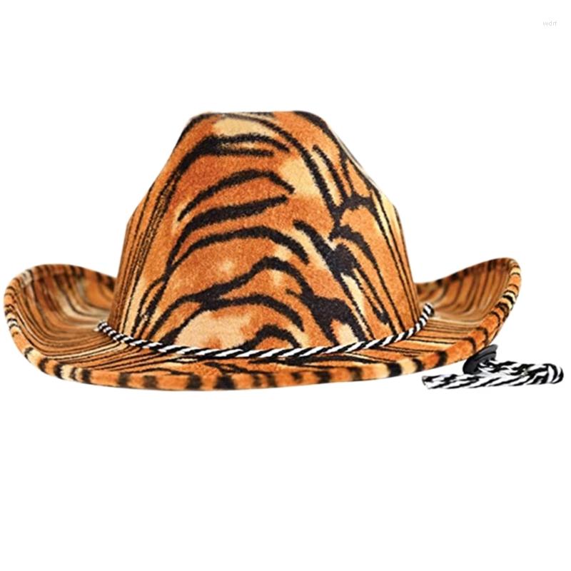 

Berets Mens Western Cowboy Hat Rave Cowgirl Animal Print  Fit For Most Men And Women Circumference 23in 3XUA