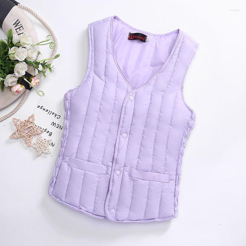 

Women's Vests Woman Jacket Vest Autumn Winter Women's Down Cotton Thermal Close-Fitting Chaleco Mujer, Sky blue