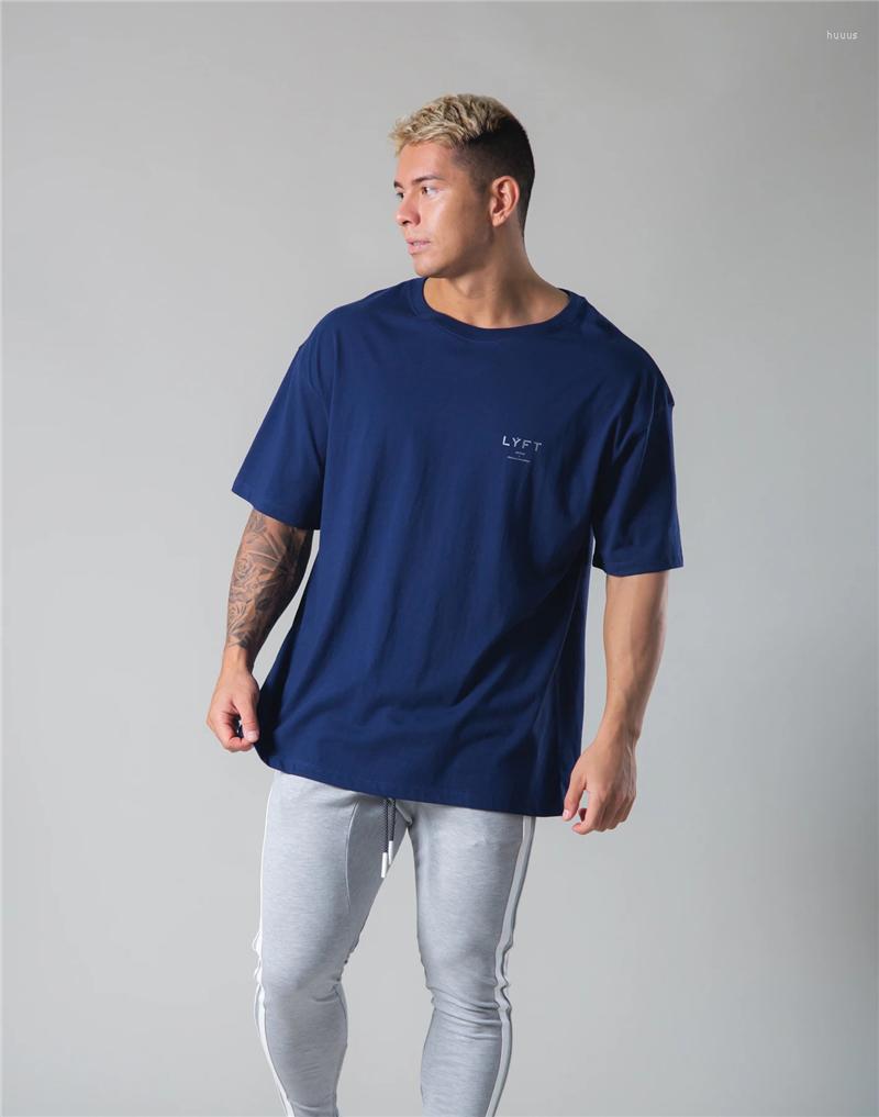 

Men's T Shirts Summer Men's Fashion Brand Pure Cotton Round Neck T-shirt Leisure Gym Bodybuilding Style Slim Printed Sports Navy Blue, Black