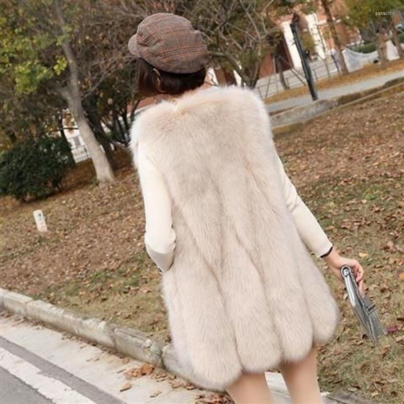 

Women' Fur Women 2022 Autumn Winter Thick Warm Faux Vest Female High Quality Fashion V-Neck Fake Coat Ladies Waistcoat A617, Black