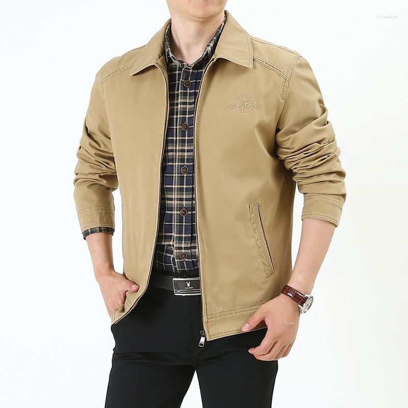

Men's Jackets Autumn Jacket Men Windbreaker Dad Military Turn-Down Collar Leisure Coat Male Outerwear Casaco Masculino -4XL, Black