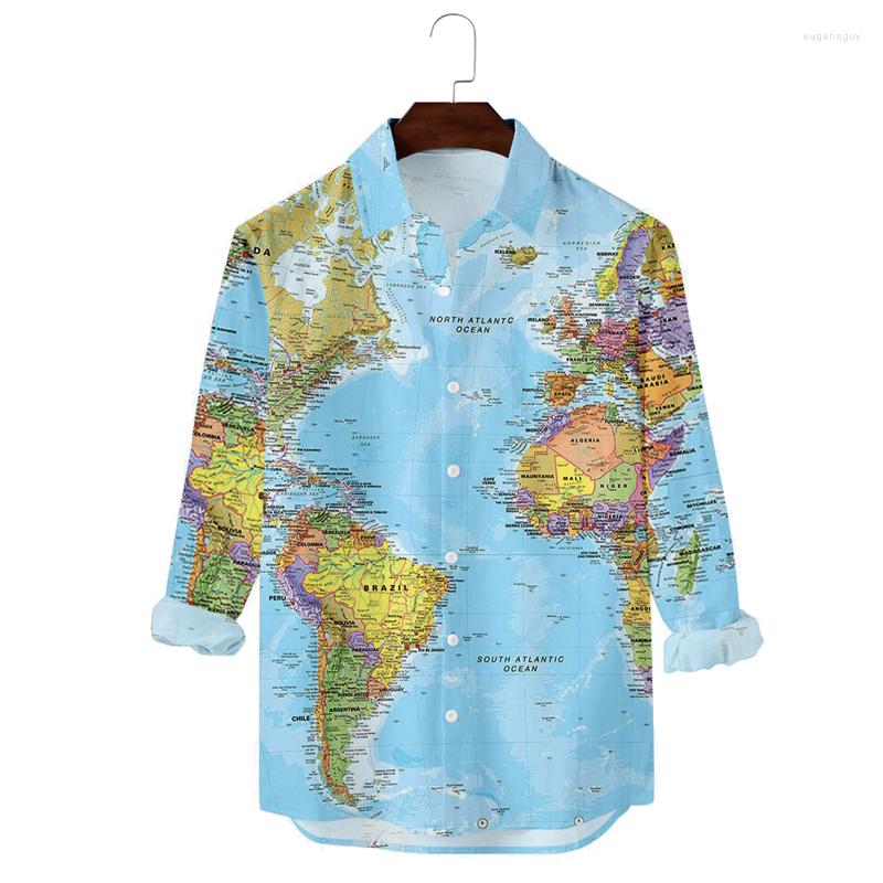 

Men' Casual Shirts Men' Map Long Sleeve Button Up, Sky blue