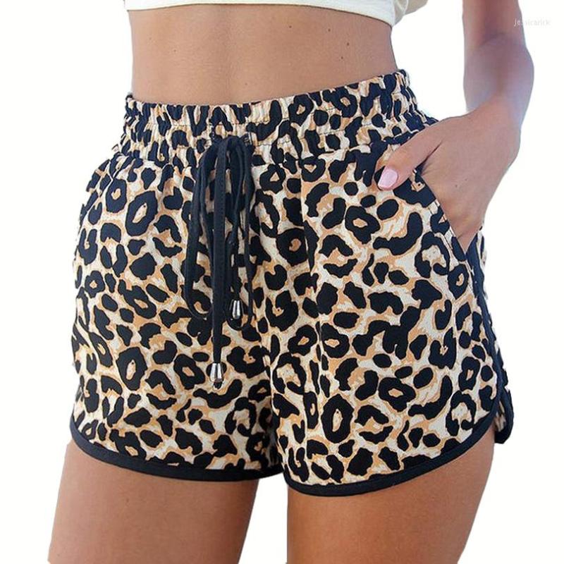 

Women' Shorts YSDNCHI Women Leopard Summer Loose Beach Adjust High Elasticity Waist Casual Print Drawstring, D003 leopard