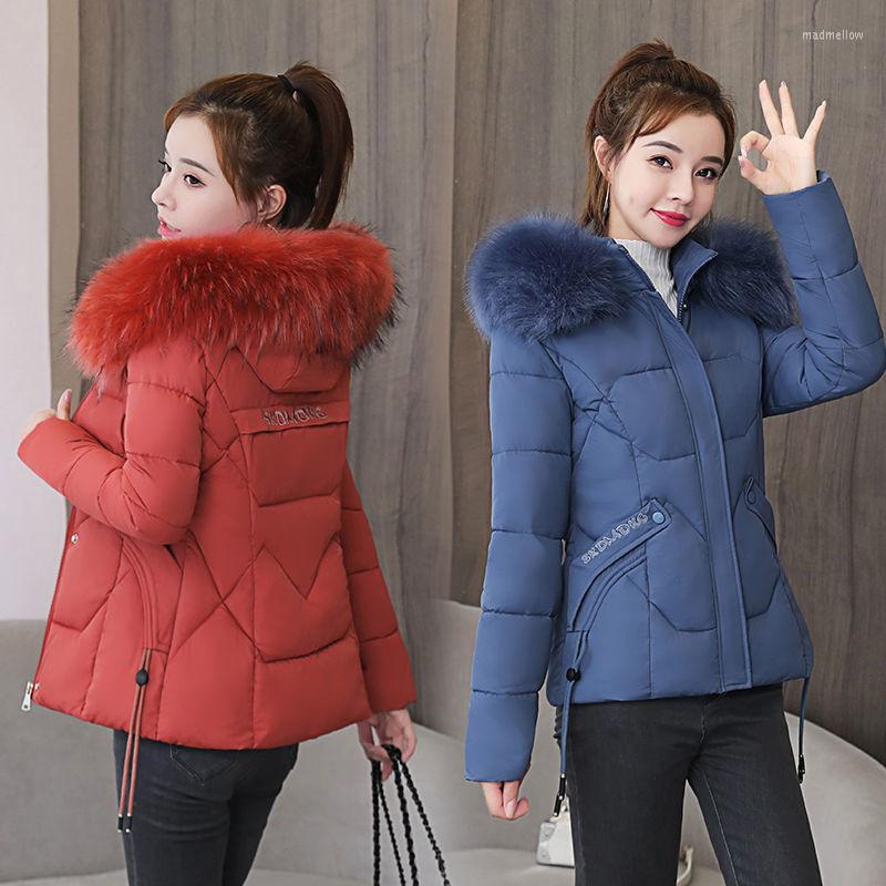 

Women's Trench Coats Nice Winter Parkas Women Jacket Thicken Fur Collar Hooded Overcoat Female Cotton Padded Coat Warm Outwear P969, Brick red
