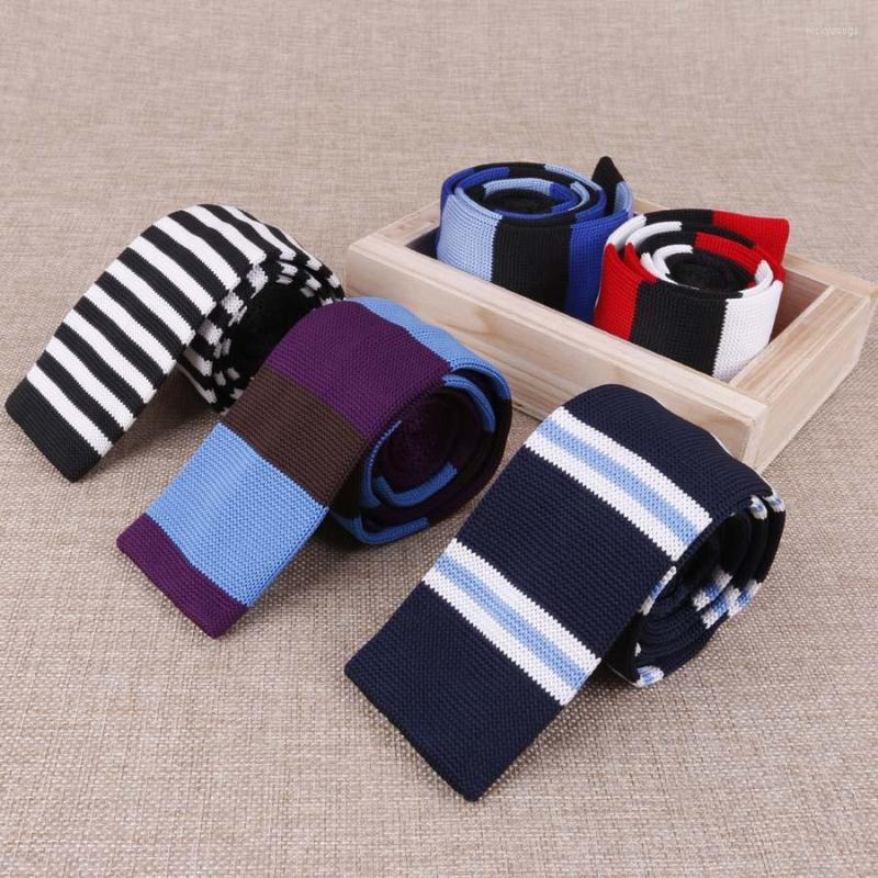 

Bow Ties Linbaiway 5cm Korean Men's Knitted Necktie Flat Head Neckties Gift Wedding Party Casual Gravatas Knitting Tie Custom Logo