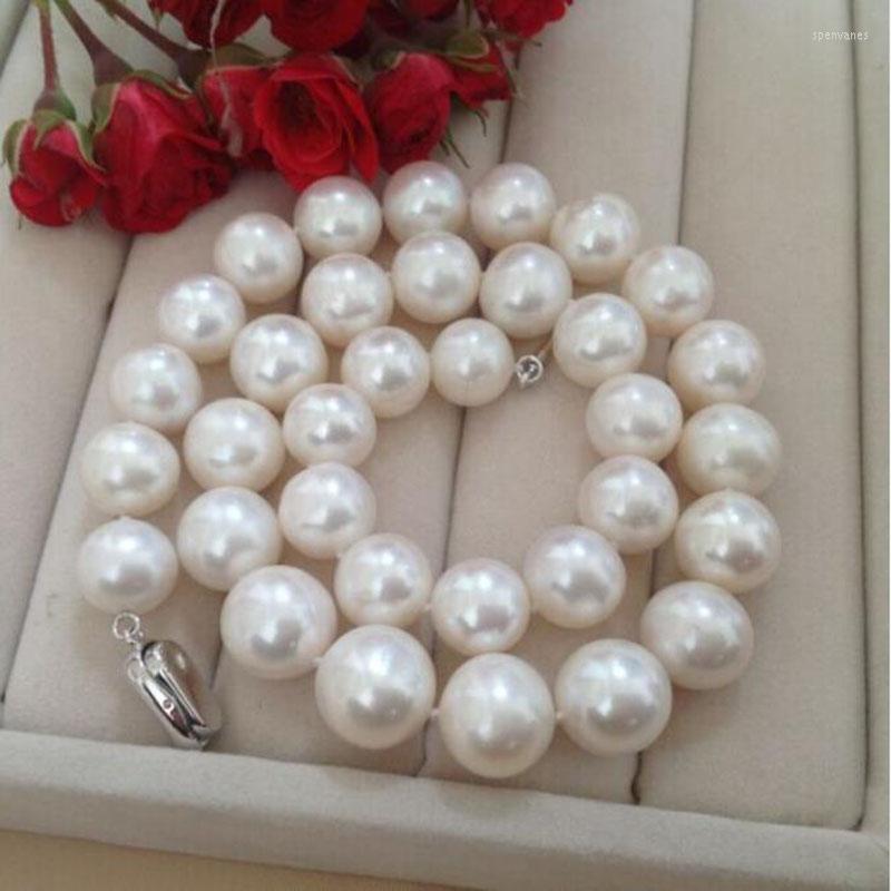 

Chains Fine Jewelry 13-16mm Large White Circle Genuine Pearl Necklace Light Natural Pearls Big 925 Silver Clasp 18inch