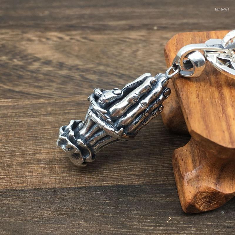 

Pendant Necklaces Sterling Silver Fashion Creative Personality Retro Praying Hands Men And Women All-match