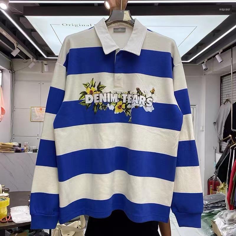 

Men's T Shirts Pattern Color Oversize Long Sleeve Lapel T-shirt, Blue