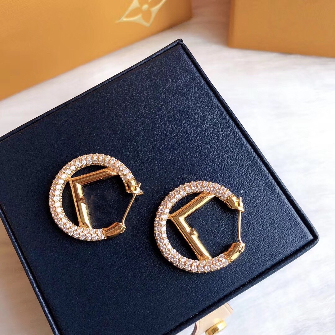 

Designer Jewelrys F Letter Earrings Fashion Gold Hoop Earrings for Lady Women Party Wedding Lovers Gift Engagement Jewelry Bride With Box