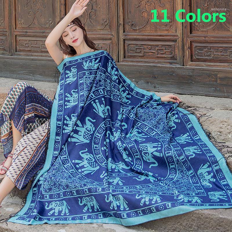 

Scarves Large Size 135cmX135cm Women Winter Warm Square National Cashmere Scarf Thick Casual Wraps For Lady Pashmina Shawls