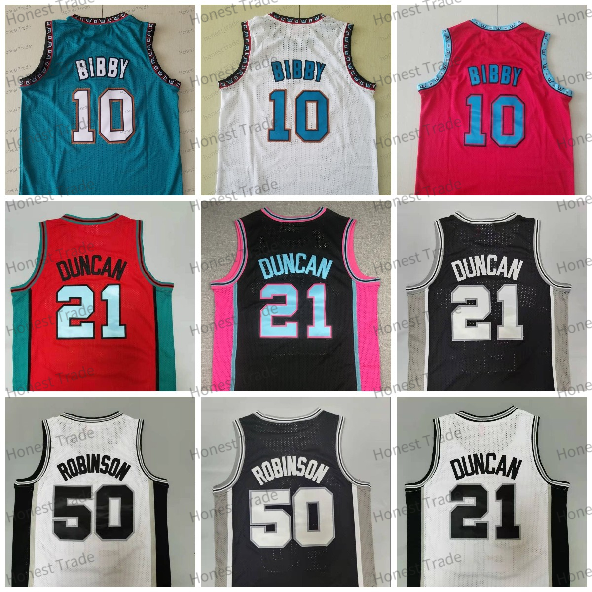 

21Throwback Duncan Basketball Jersey 50 David Robinson Retro Mens Stitched 10 Mike Bibby Basketball Jerseys Green Red, Men jersey