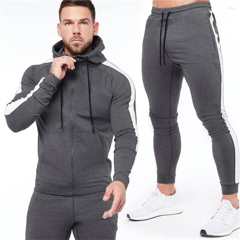

Men's Tracksuits Men's Autumn And Winter Sports Hoodie Pants Suits Fleece Casual Sportswear Street, White