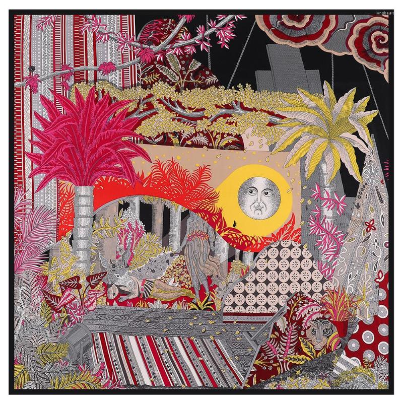 

Scarves Twill Silk Scarf For Women Floral Print 130cm Square Shawls Gift Fashion Brand Design Luxury Large Ladies