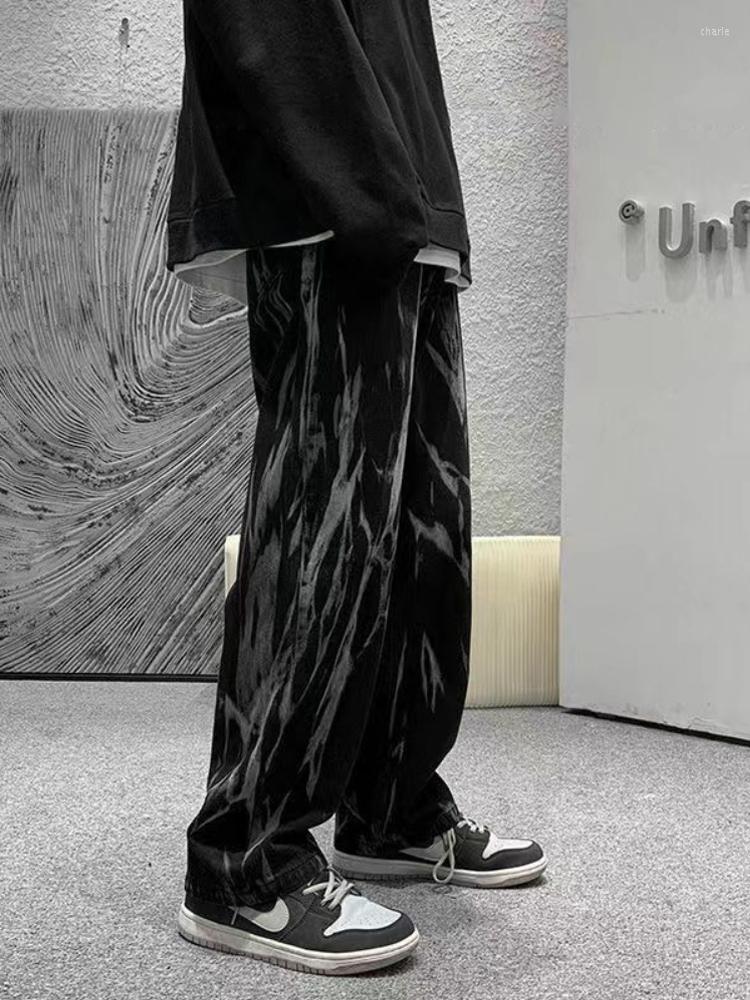

Men' Jeans Nicemix High Street Spring Autumn Trend Loose Vibe Style Pants Retro Mopping Straight Wide-leg Baggy Trousers, Black