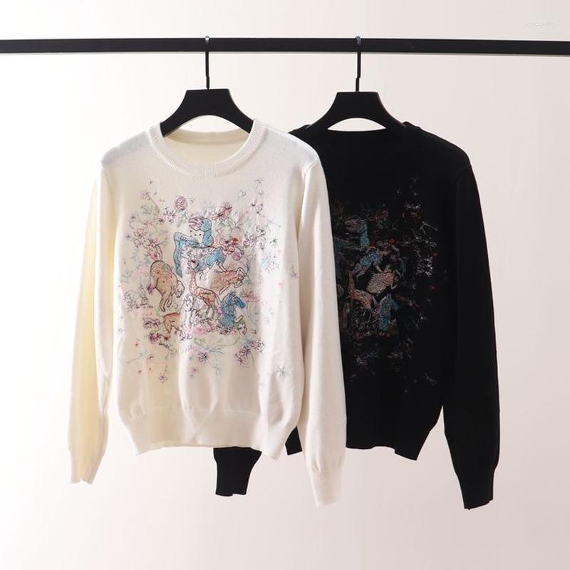 

Women' Sweaters 2022 Brand Design Sweater Pullovers Women Jumper Black White Knitwear Animal Jersey Autumn Winter Kawaii Japanese Korean