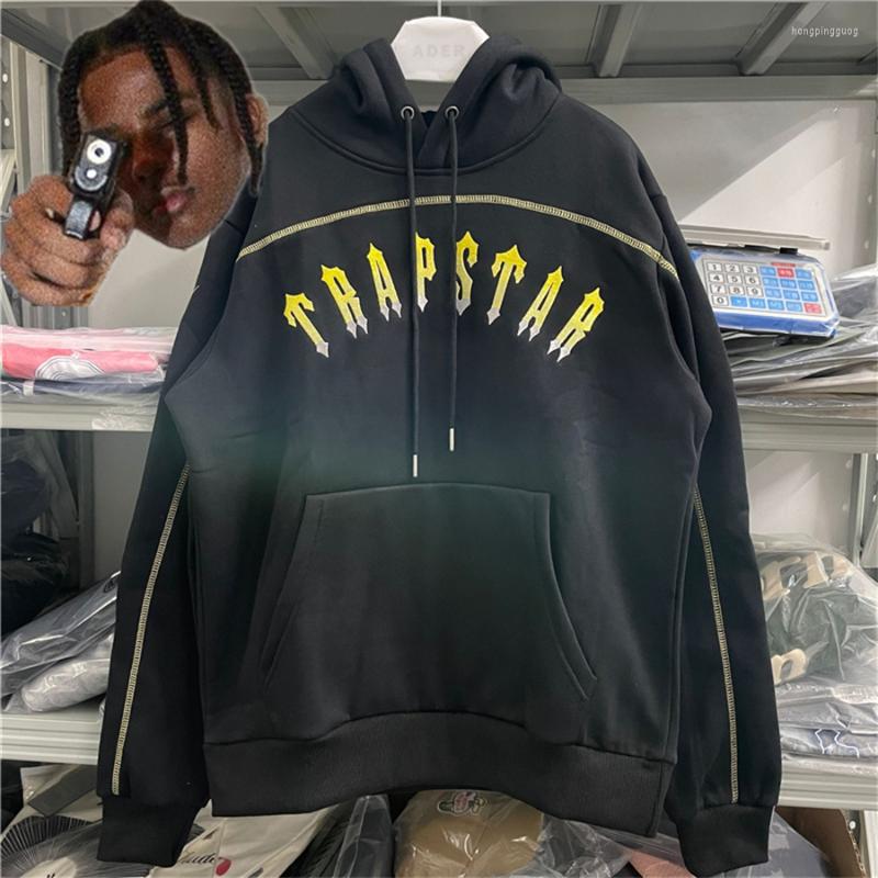 

Men' Hoodies 2022fw Trapstar London Yellow Gradient Embroidered Logo Men Woman Pullovers Fleece Hoody, 15