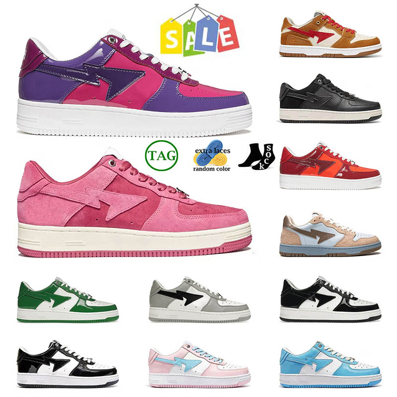 

bapesta SK8 Low Casual Shoes for Womens Mens Bapestas Sneakers Trainers Fashion Designer Pink Patent Leather Black White Color Combo Grey Shoe Pastel Pack Abc Camo, D2 wheat red 40-45
