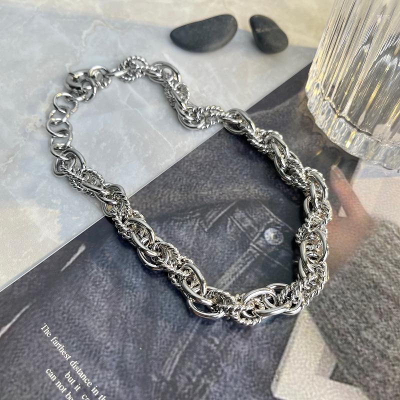 

Choker Timeless Wonder Brass Pave Chunky Chains Necklace Women Designer Jewelry Punk Ins Trendy Kpop Party Goth Egirl Runway Boho 5444