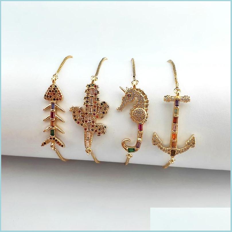 

Chain Romantic High Quality Micro Pave Cz Crystal Ship Anchor/ Fishbone Charm Bracelet For Women Jewelry Gift Bg325 Drop Delivery 20 Dhsf5
