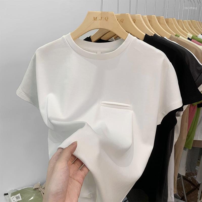 

Women' T Shirts Make White T-shirt Girl Summer Cotton Round Collar Design Feeling Small Loose Off A Short-sleeved Shirt Ins, Black