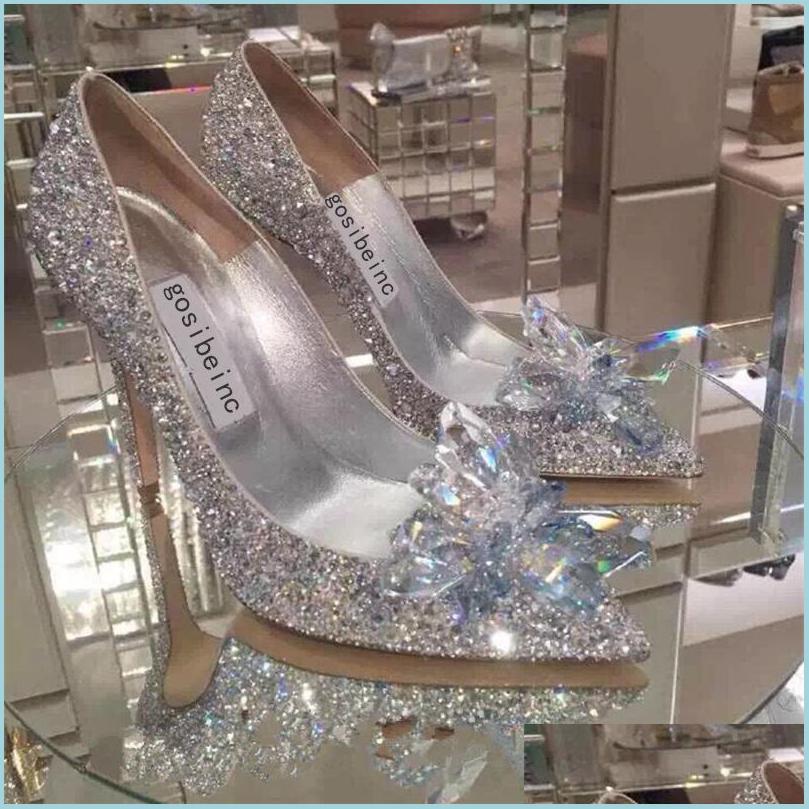 

Wedding Shoes Sparkly Stiletto Heel Crystals Wedding Shoes For Bride Beaded Luxury Designer Heels Cinderella Pumps Poined Toe Rhines Dhwpz, Rush order extra fee