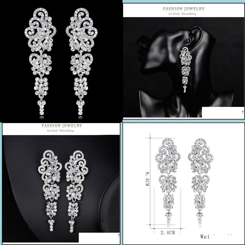 

Dangle Chandelier Fashion Jewllery Top Crystal Wedding Dangle Earrings For Bridesmaid Floral Bridal Long Earring Engagement Jewelr Dhq8Z