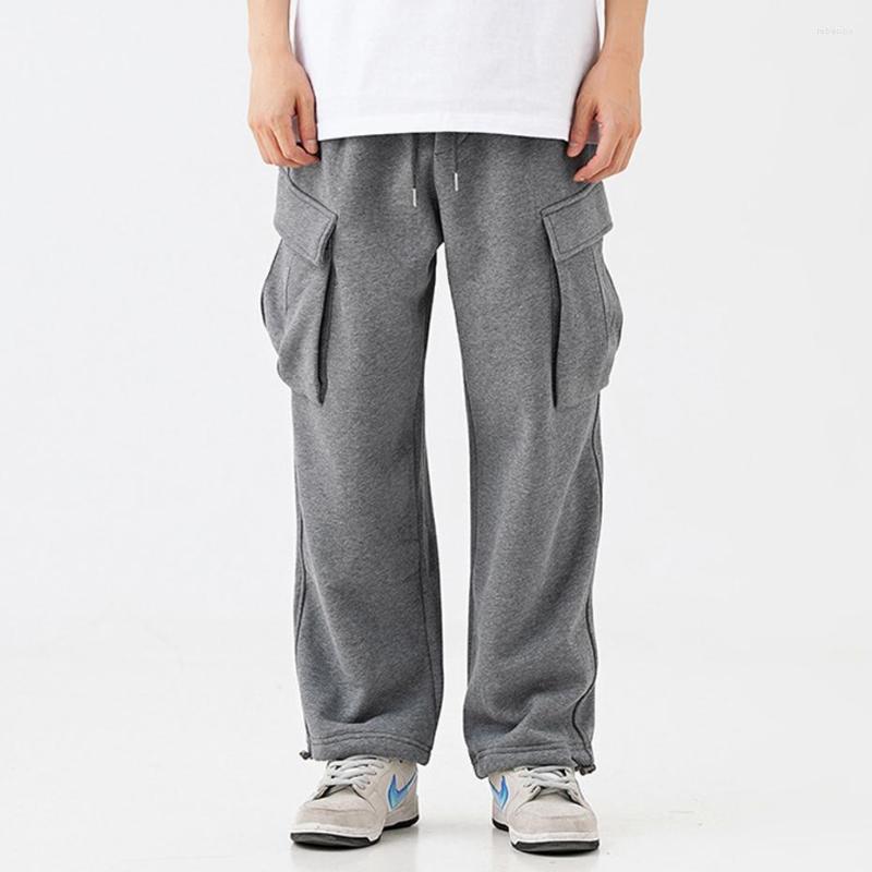 

Men's Pants Men Winter Sweatpants Thick Fleece Black Loose Casual Cargo Y2K Clothes Harajuku Hip Hop Oversized Streetwear Trousers