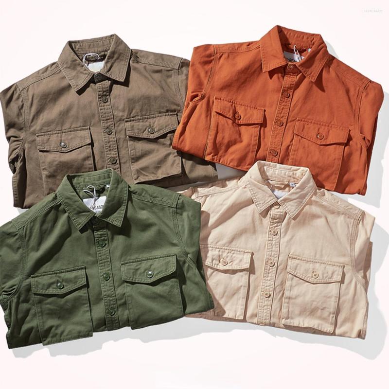 

Men's Casual Shirts Men's Autumn And Winter Coat Thick American Jacket Japanese Retro Tooling Sleeve Shirt, Gray