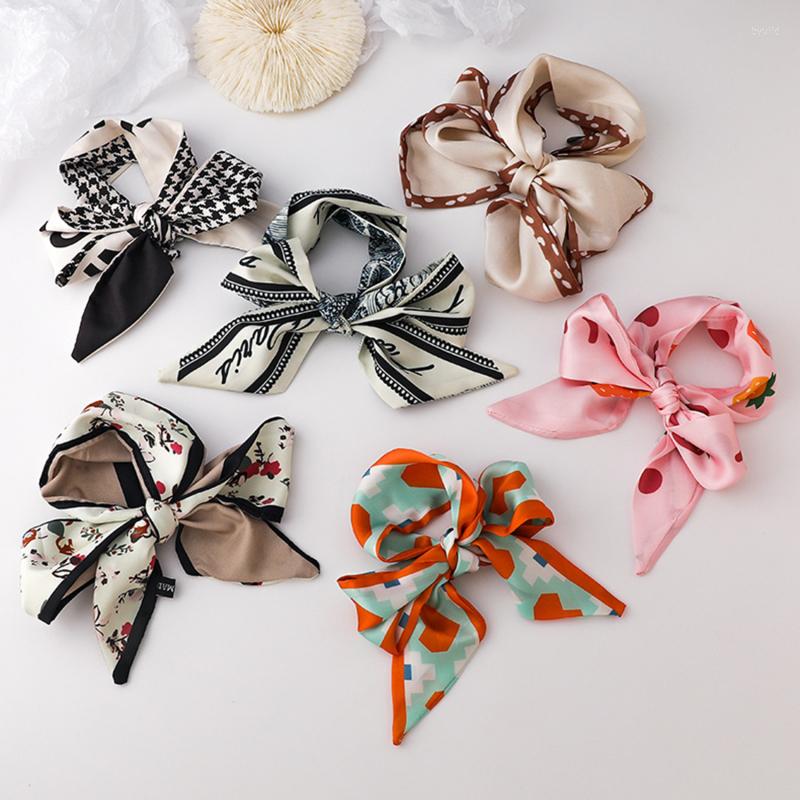 

Scarves Small Silk Scarf For Women 2022 Print Handle Bag Ribbons Brand Fashion Head Long Skinny