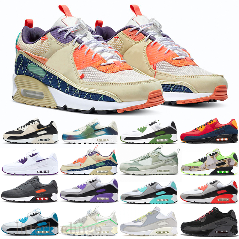 

90 Running Shoes Men Women Triple Black Futura Sports Shoe 90s Orange Camo Recraft Triple White Features Trail Vibes Trainers Sneakers size 36-45, Worldwide 40-46