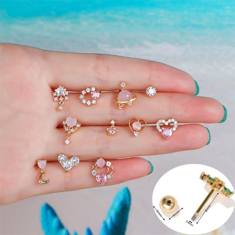 

Stud Earrings 1PC Sweet Cute Small Zircon Heart Cartilage For Women Girl Charm Star Moon Pircing