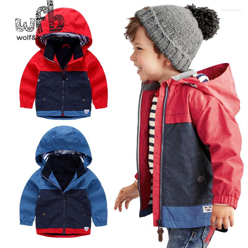 

Tench Coats Retail 2-8 Years Children Stitching Color Fashion Full-sleeves Trench Kids Spring Autumn Fall, Blue