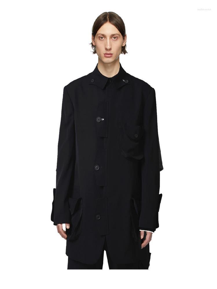 

Men' Suits Men' & Blazers -6XL Customized Male Original Stitching Fashion Multi Pocket Stage Show Plus Size Suit Coat, Black