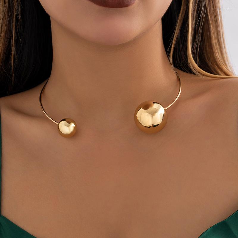 

Chains Fashion Simple Geometric Bead Opening Adjustable Collar Metal Clavicle Chain Imitation Pearl Necklace For Women Party Jewelry