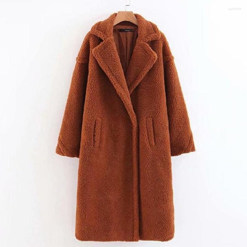 

Women' Fur Winter Women' Teddy Jacket Faux Lamb Coat Shearling Fluffy Long Overcoat Female Theken Warm Covered Button Outwear L1689, Red