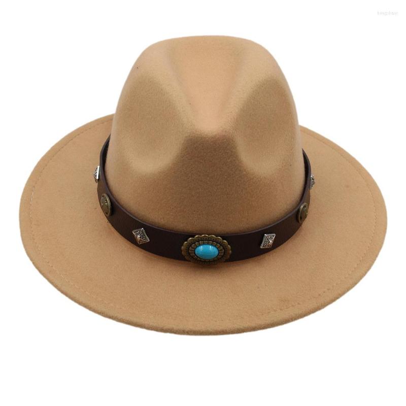 

Berets Fashion Wool Men Fedora Hat Steampunk Belt Jazz Godfather Cap Autumn Winter Panama Size 56-58cm, Black