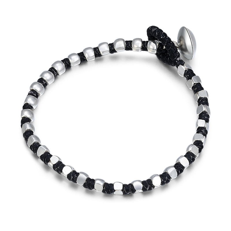 

Irregular Beaded Bracelets Anklets Black Wax Cord Men Women Toggle Clasps Vintage Punk Male Female Jewelry Accessories Gift