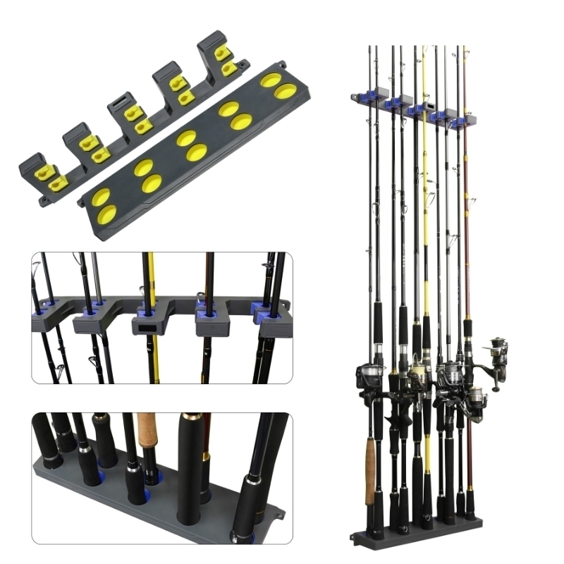 

Fishing Accessories 10 Holders Vertical Fishing Rod Holder wall mounted Rod Racks Fishing Rods Shortage Modular Garage Includ Screws 221031