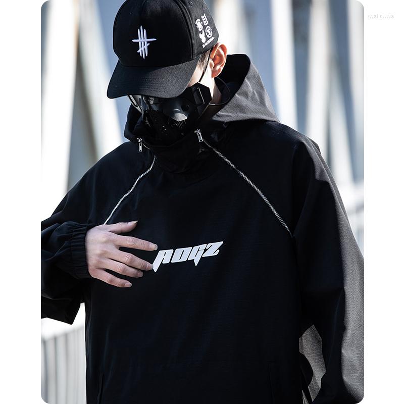 

Men's Jackets Machine Storm Suit Male Hooded Half-Zip Couples Clothing Men's Spring And Autumn Harajuku Functional Locomotive Tool, Black