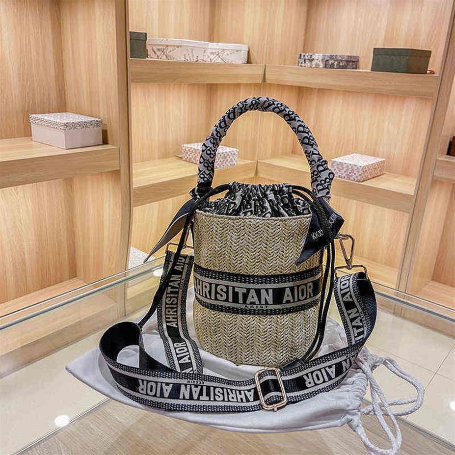 

Outlet Grass Woven Silk Scarf Small Round Letter Portable One Female Student Ins2021 Christian Designerss Shoulder Messenger Bag H2592, Khaki ribbon scarves