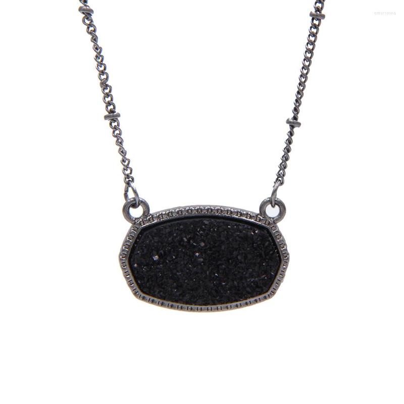 

Choker Pendant Necklace For Women Jewelry Crystal Druzy Fashion Iridescent Cameo Sparkly Glitter Gun Black