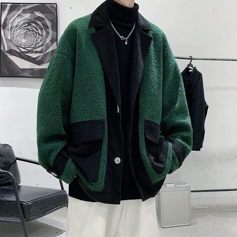 

Men's Down 2022 Winter Casual Thicken Lamb Parkas In Warm Snow Jackets Lapel Collar Wool Cotton-padded Clothes Trend Loose Coats, Black