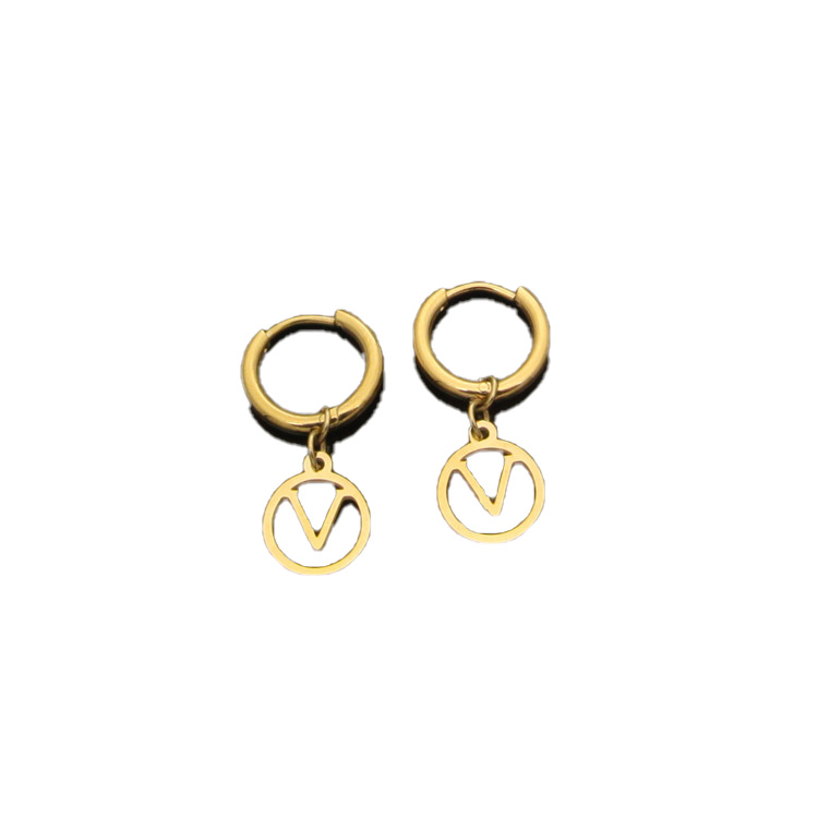 

Charm stud earrings designer for womens luxury jewellery orecchini Simple hollow lvs letter ring stud pair