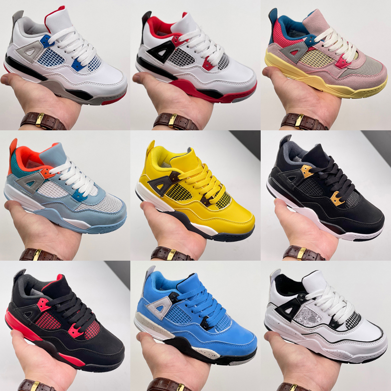 

Kids Youth Jumpman 4 4s Low Basketball Shoes Fire Red Thunder PS Size 6C-5Y University Blue Black Cat Bred Toddler Sneaker Sail Muslin Sneakers Size 22-37, As photo 31